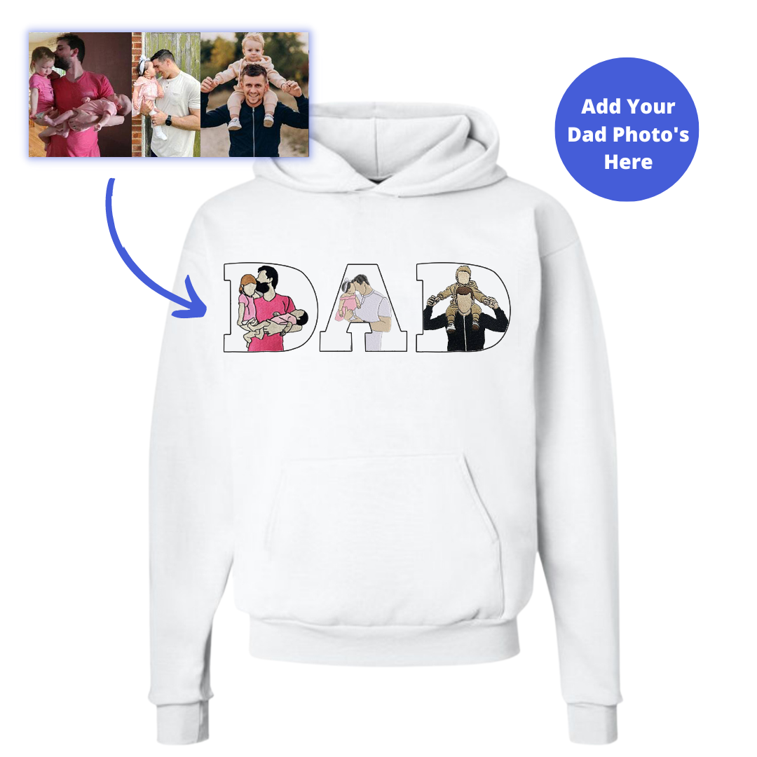 🔥Hot Sale🔥 Customize 'DAD' with Photo Embroidered- Personalized Sweatshirt with Custom Photo