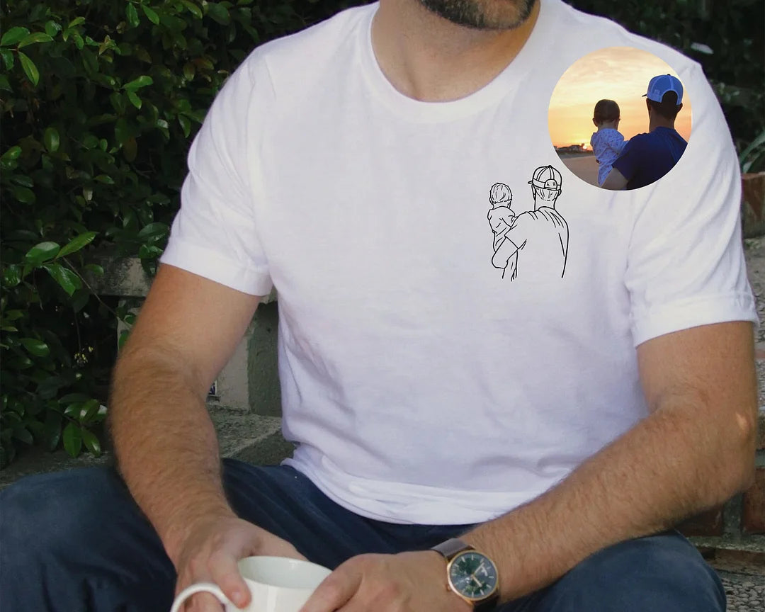💖For Dad/Lover💖Custom Photo Shirt for Dad, Father's Day T-shirt, Personalized Dad Embroidery Shirt