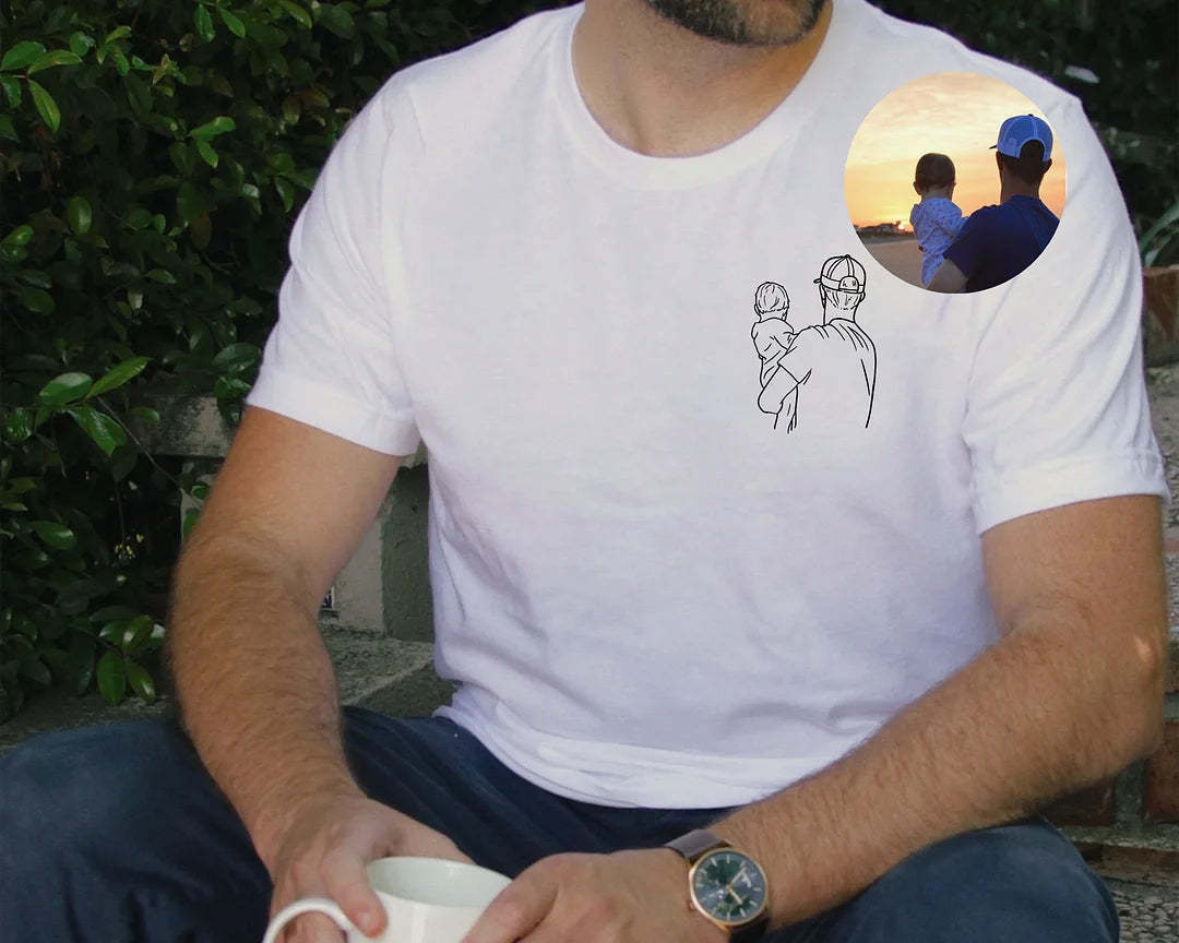💖For Dad/Lover💖Custom Photo Shirt for Dad, Father's Day T-shirt, Personalized Dad Embroidery Shirt