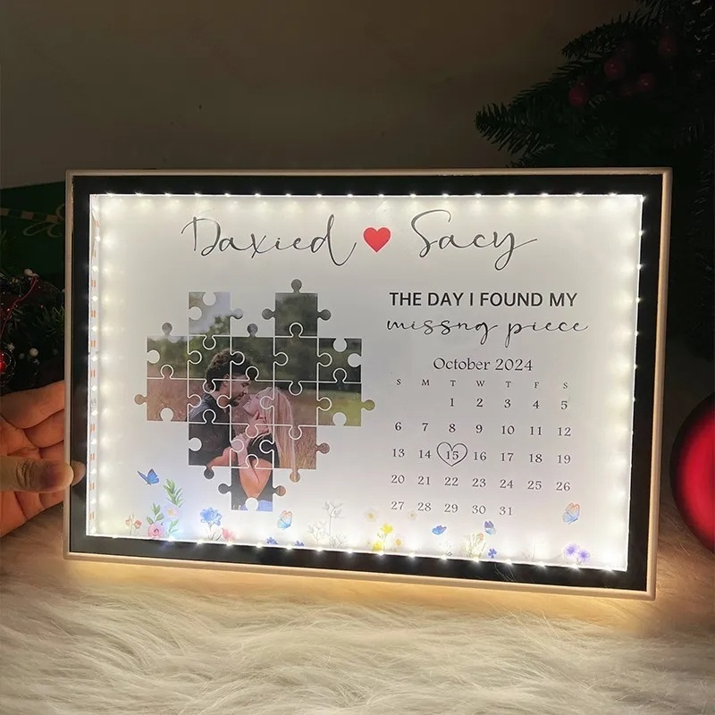 The Day I Found My Missing Piece Light Mirror – Personalized Christmas Gift for Couples