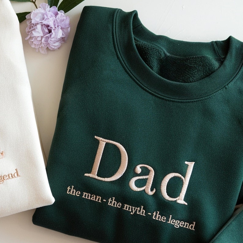 Personalized DAD Embroidered Sweatshirt With Names On Sleeve - Custom for Father's Day