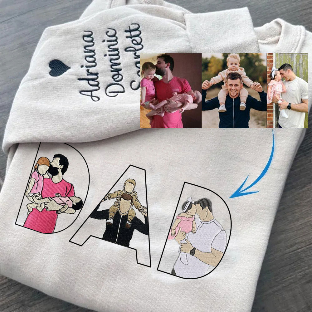🔥Hot Sale🔥 Customize 'DAD' with Photo Embroidered- Personalized Sweatshirt with Custom Photo