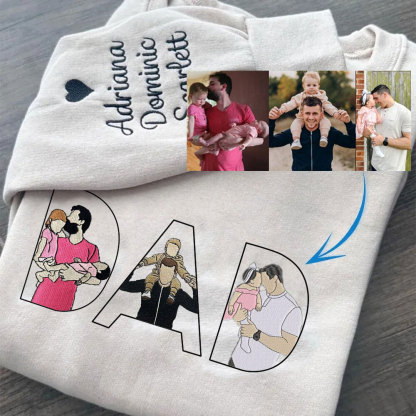 🔥Hot Sale🔥 Customize 'DAD' with Photo Embroidered- Personalized Sweatshirt with Custom Photo