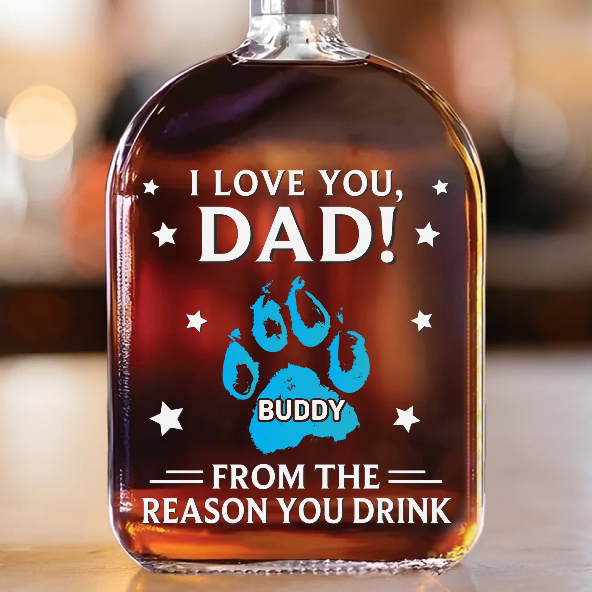 You're Our Favorite Hooman - Dog & Cat Personalized Custom Whiskey Bottle - Father's Day, Gift For Dad, Pet Owners, Pet Lovers