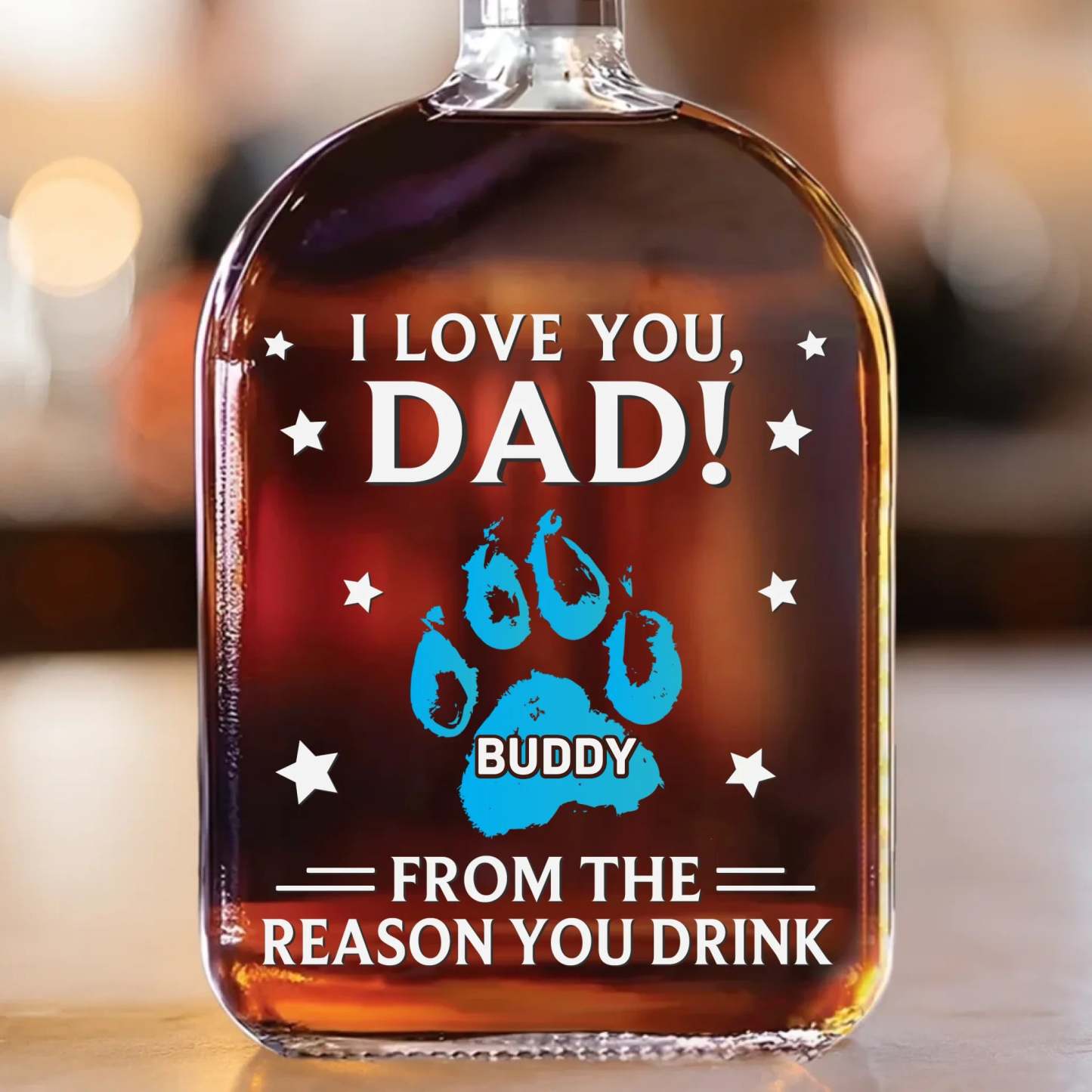 You're Our Favorite Hooman - Dog & Cat Personalized Custom Whiskey Bottle - Father's Day, Gift For Dad, Pet Owners, Pet Lovers