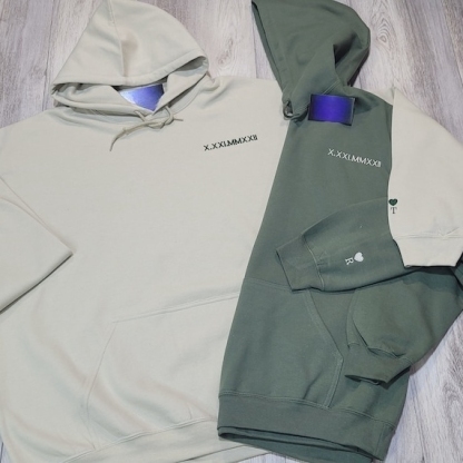 Custom Roman Numerals Hoodie – Personalized Valentine's Gift for Couples