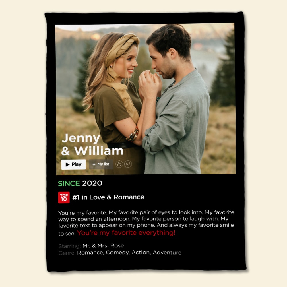 Wrap Your Love in a Movie – Personalized LoveFlix Blanket with Your Story