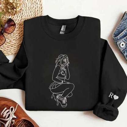 Custom Embroidered Sweatshirt – Personalized Sexy Portrait Gift for Him 💕🔥