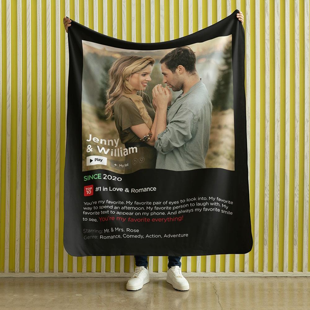 Wrap Your Love in a Movie – Personalized LoveFlix Blanket with Your Story