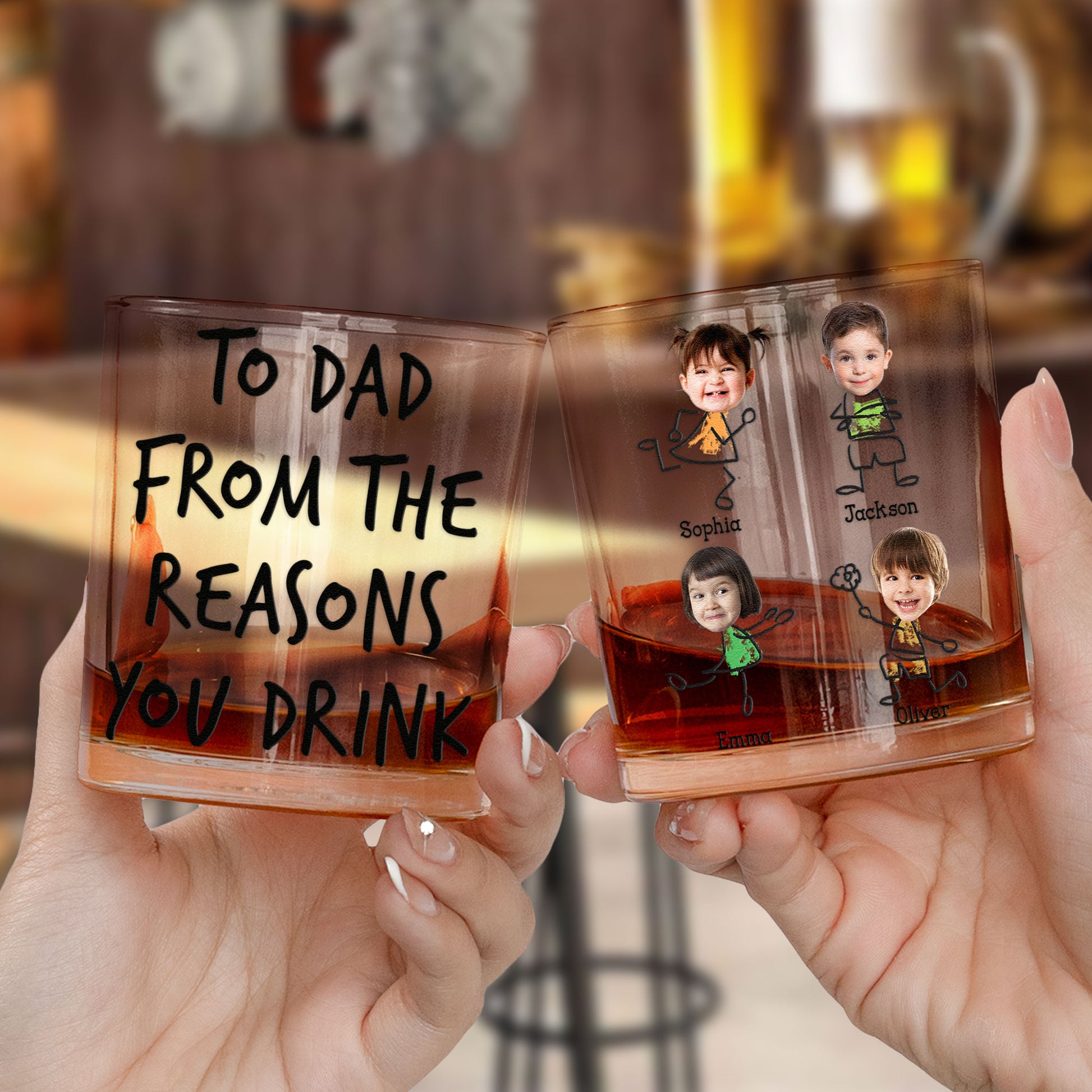 To Dad From The Reasons You Drink  Personalized Photo Beer Glass