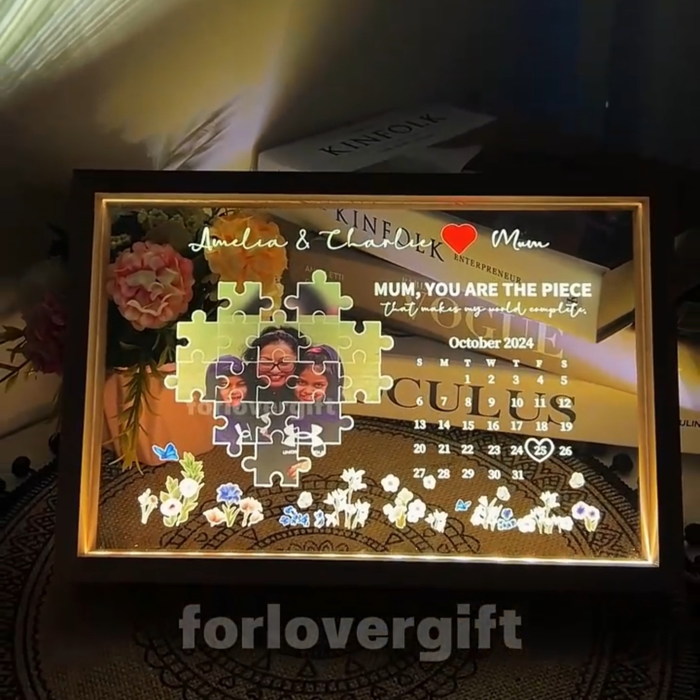 This Is The Day You Become A Mum Light Frame Personalized Gift