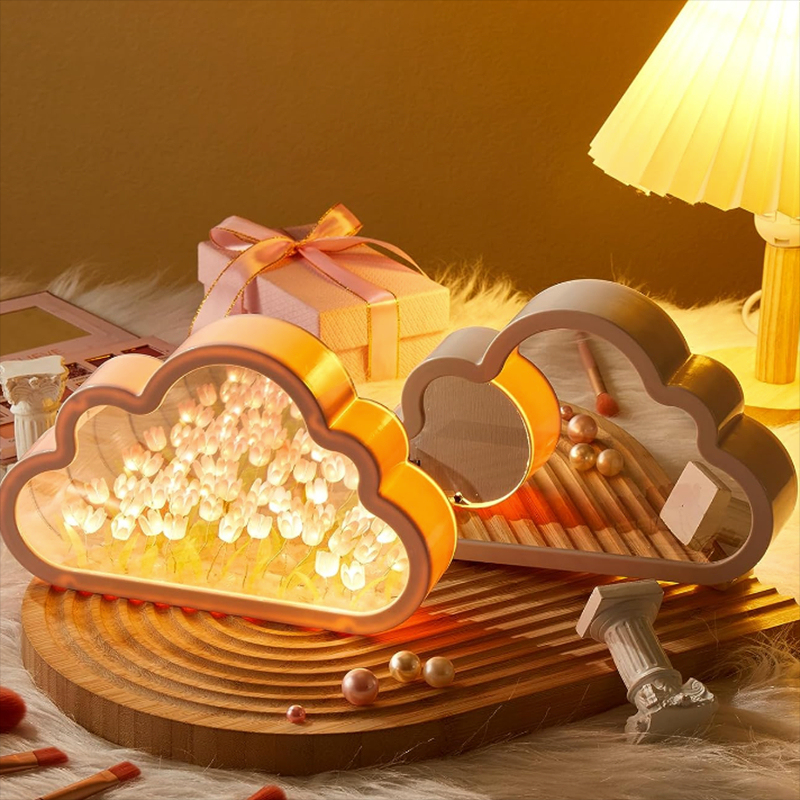 Beautiful Cloud Tulip Mirror Lamp Romantic Valentine's Day Gift
