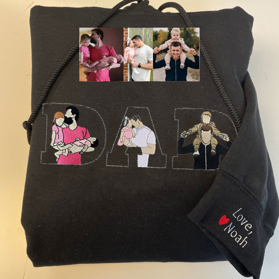 🔥Hot Sale🔥 Customize 'DAD' with Photo Embroidered- Personalized Sweatshirt with Custom Photo