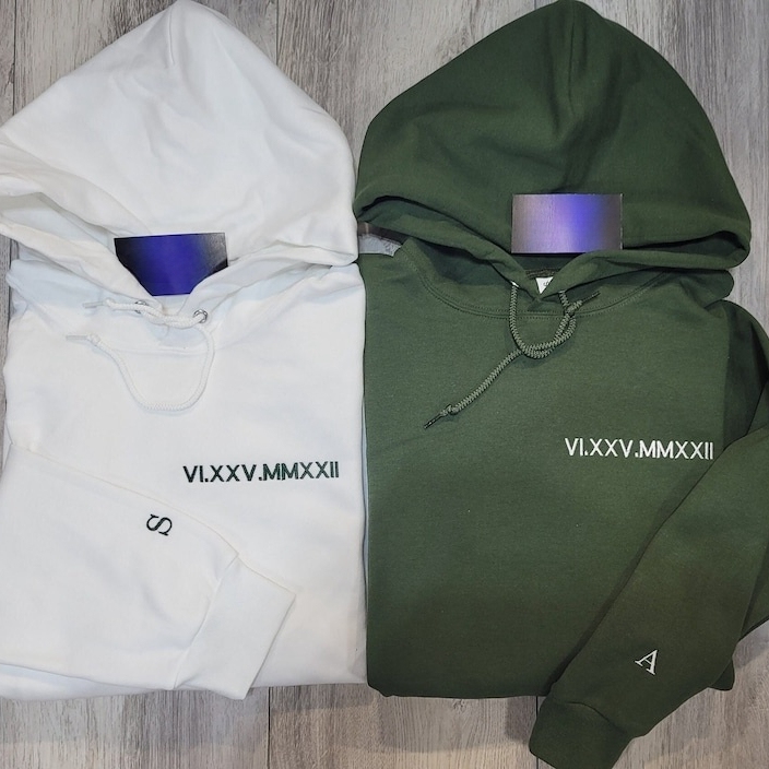 Custom Roman Numerals Hoodie – Personalized Valentine's Gift for Couples