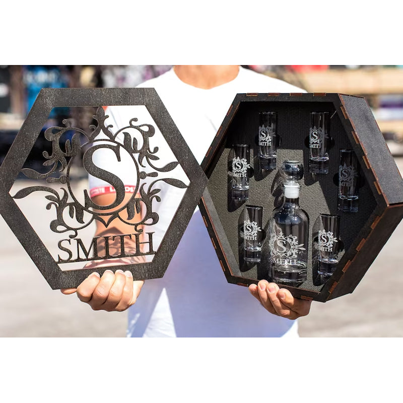 Custom Tequila Glasses Set and  Vodka Decanter Set