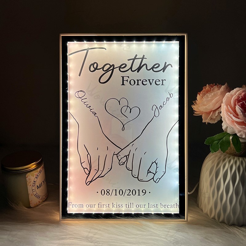 Together Forever From Our First Kiss Till Our Last Breath Custom Vertical Frame Light Box