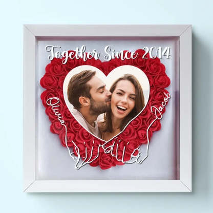 Custom Photo We Can Only Learn To Love By Loving - Couple Personalized Custom Flower Shadow Box