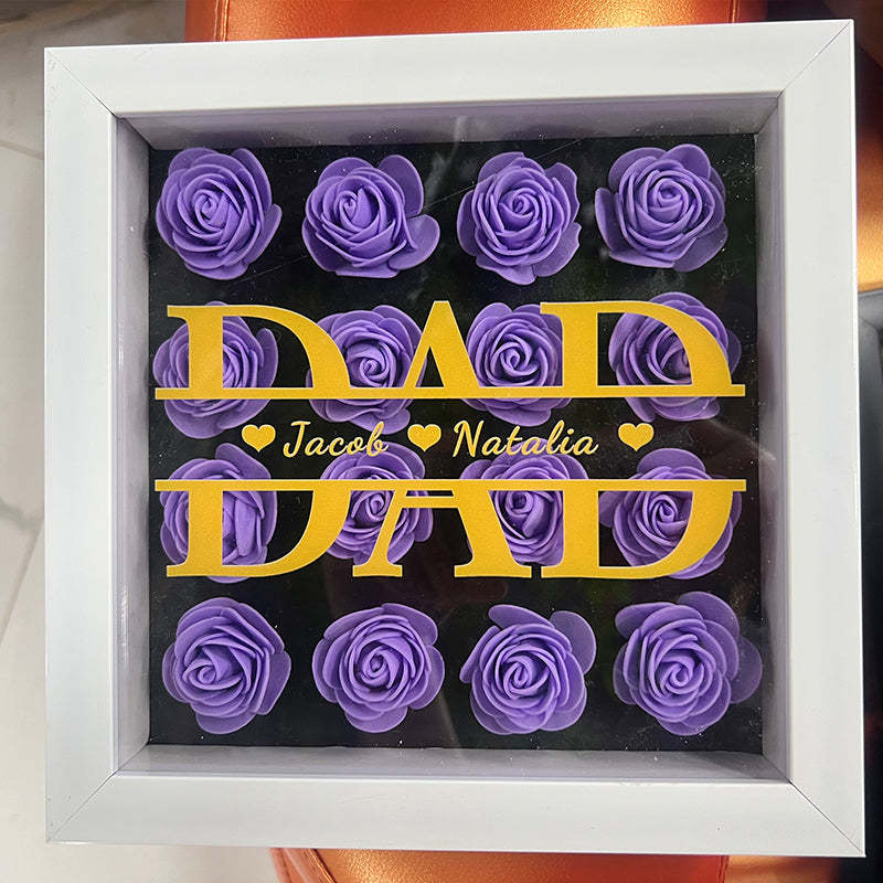 Personalized Dad Flower Shadow Box With Name For Father's Day