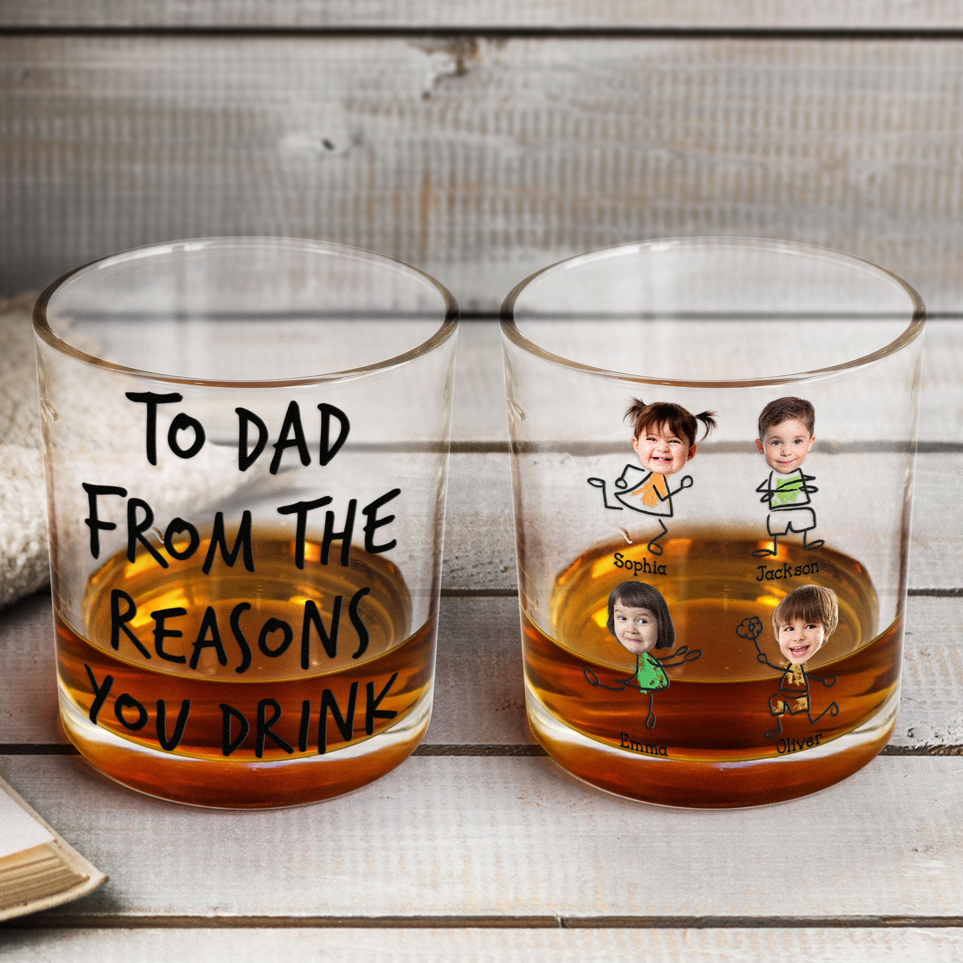 To Dad From The Reasons You Drink  Personalized Photo Beer Glass