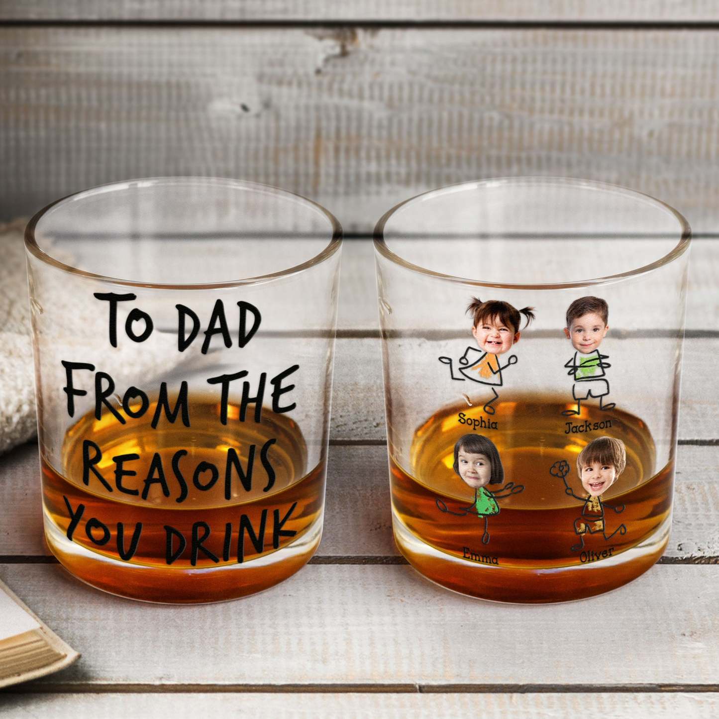 To Dad From The Reasons You Drink  Personalized Photo Beer Glass