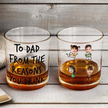 To Dad From The Reasons You Drink  Personalized Photo Beer Glass