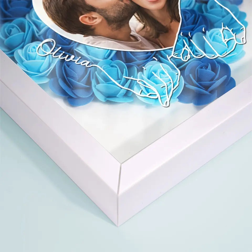 Custom Photo We Can Only Learn To Love By Loving - Couple Personalized Custom Flower Shadow Box