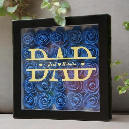 Personalized Dad & Grandpa Flower Shadow Box with Names – Father's Day Gift