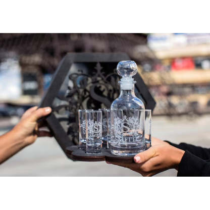 Custom Tequila Glasses Set and  Vodka Decanter Set