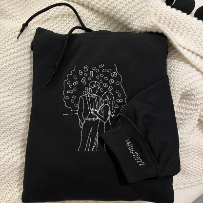 [Copy]Custom Embroidered Portrait Sweatshirt – Personalized Photo & Roman Numerals