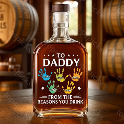 To My First And Forever Hero - Family Personalized Custom Whiskey Bottle - Father's Day, Gift For Dad, Grandpa