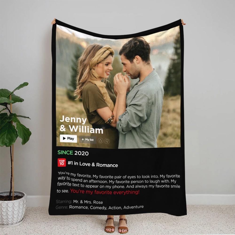 Wrap Your Love in a Movie – Personalized LoveFlix Blanket with Your Story