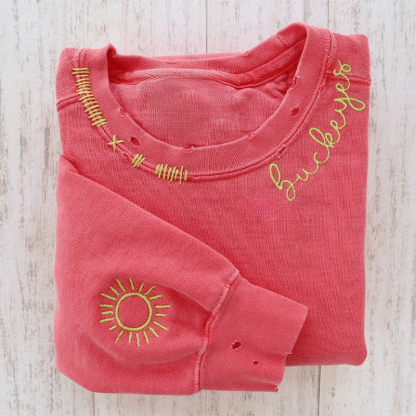 VINTAGE CUSTOM CREW-Custom Embroidered Hand Distressed Crew Neck Sweatshirt