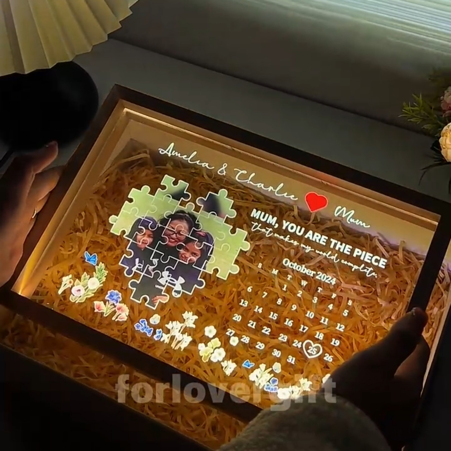 This Is The Day You Become A Mum Light Frame Personalized Gift