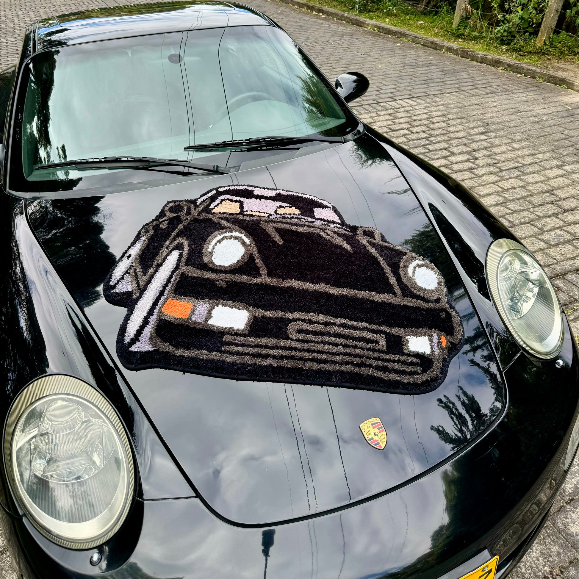 Custom Vintage Car Tufted Slip Rug, Home Decor Rug