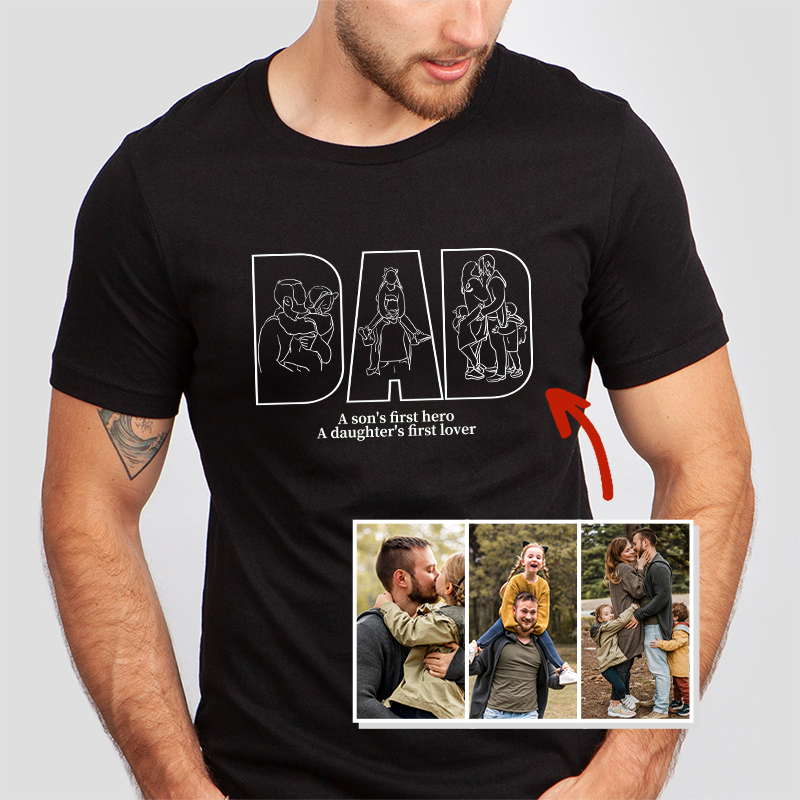 Custom Photo Outline Embroidered Sweatshirt For Father's Day - Gifts for Dad, Papa, Daddy and Grandpa