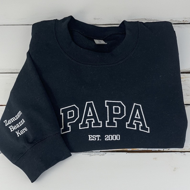 Personalized Grandpa Embroidered Sweatshirt with Child's Name Embroidered, Unique Father's Day Gift