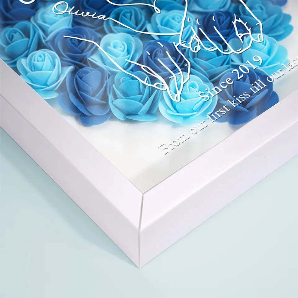 Never Above You, Never Below You. Always Beside You - Couple Personalized Custom Flower Shadow Box
