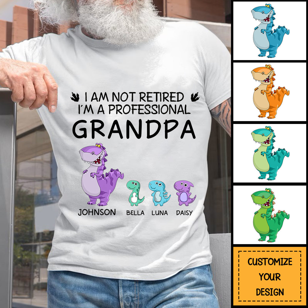 Grandpasaurus And Kids Personalized Shirt Custom Perfect Gifts for Father's Day