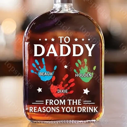 To My First And Forever Hero - Family Personalized Custom Whiskey Bottle - Father's Day, Gift For Dad, Grandpa