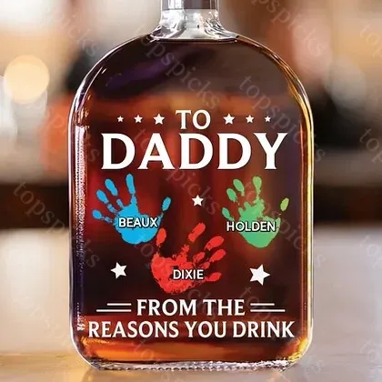 To My First And Forever Hero - Family Personalized Custom Whiskey Bottle - Father's Day, Gift For Dad, Grandpa