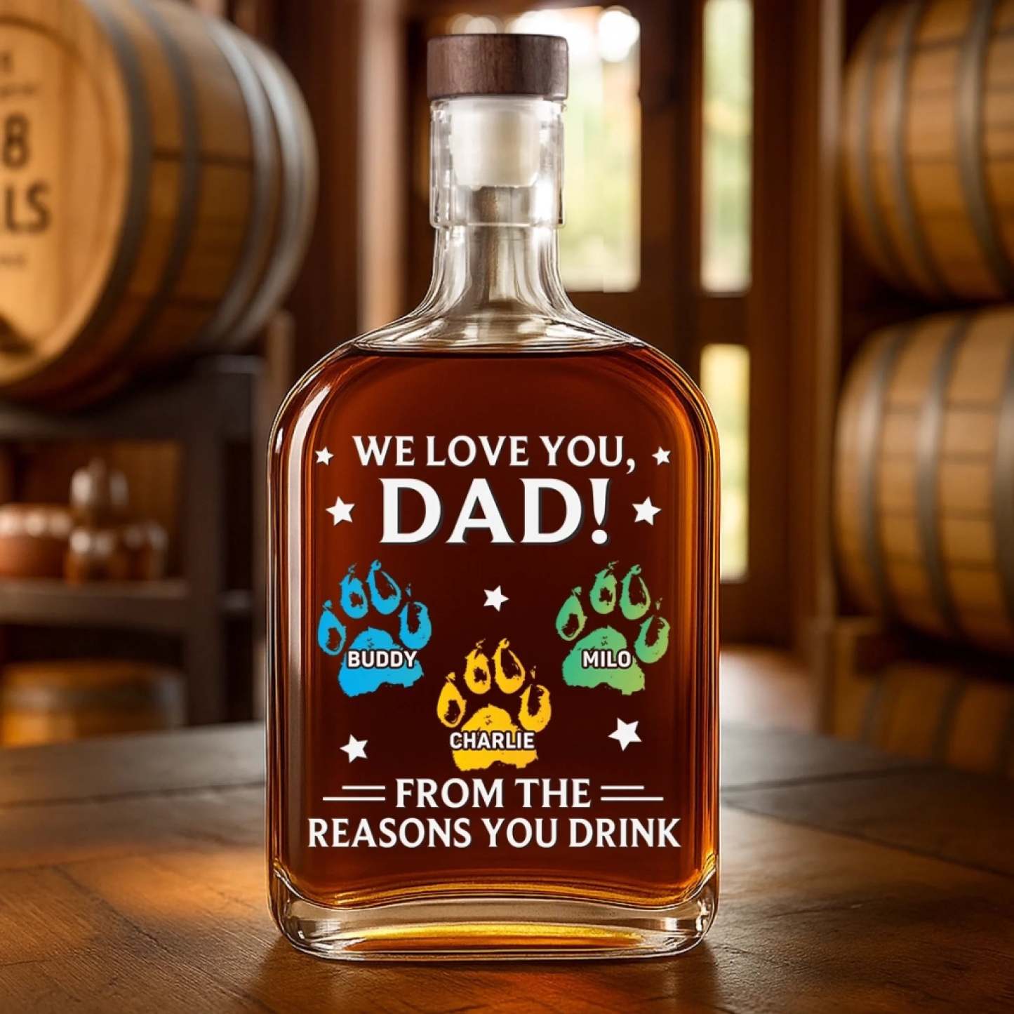 You're Our Favorite Hooman - Dog & Cat Personalized Custom Whiskey Bottle - Father's Day, Gift For Dad, Pet Owners, Pet Lovers