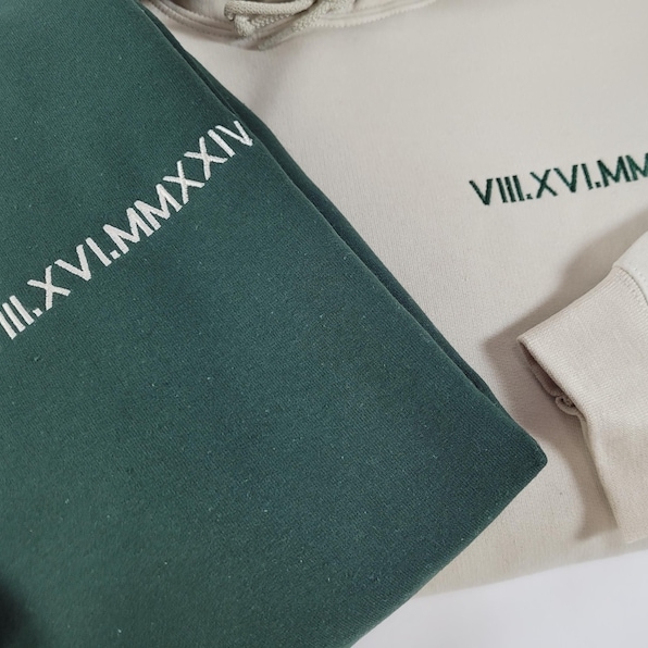 Custom Roman Numerals Hoodie – Personalized Valentine's Gift for Couples