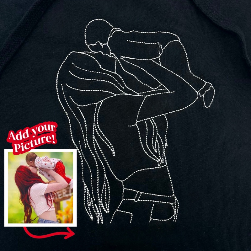 [Copy]Custom Embroidered Portrait Sweatshirt – Personalized Photo & Roman Numerals