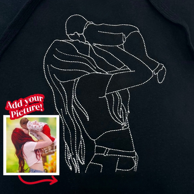 [Copy]Custom Embroidered Portrait Sweatshirt – Personalized Photo & Roman Numerals