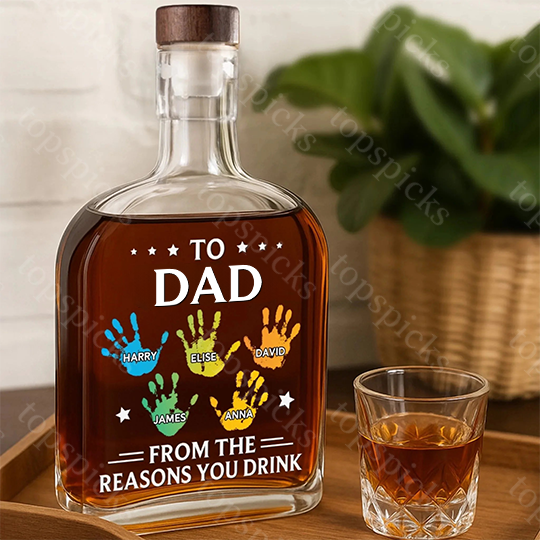 To My First And Forever Hero - Family Personalized Custom Whiskey Bottle - Father's Day, Gift For Dad, Grandpa