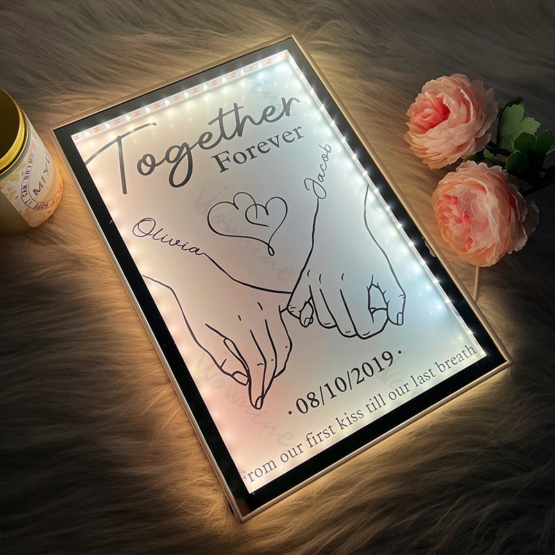 Together Forever From Our First Kiss Till Our Last Breath Custom Vertical Frame Light Box