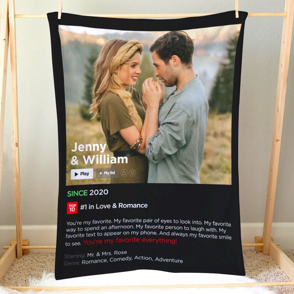 Wrap Your Love in a Movie – Personalized LoveFlix Blanket with Your Story