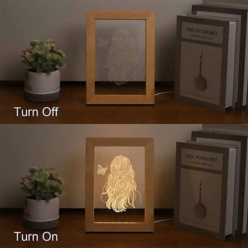 Custom Wooden Frame LED Photo Lamp
