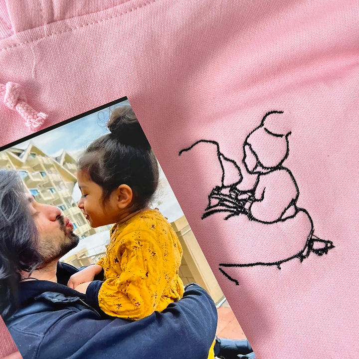 Personalized Photo Line Drawing Embroidered Hoodie