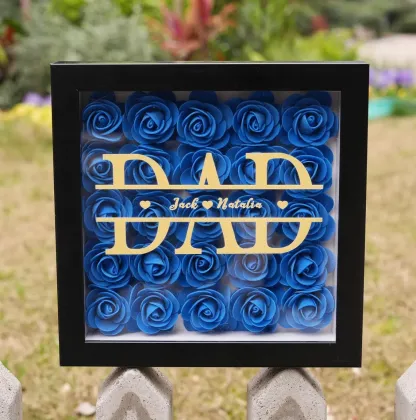 Personalized Dad & Grandpa Flower Shadow Box with Names – Father's Day Gift